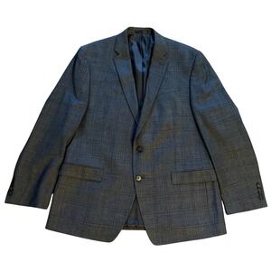 Calvin Klein Blazer Dark Grey Glen Plaid Two Button Sport Coat Preppy Mens 44R